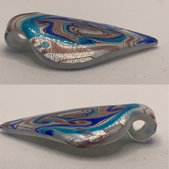 Glass Necklace Pendant Multi-color Glitter Swirl - Picture 3 of 10